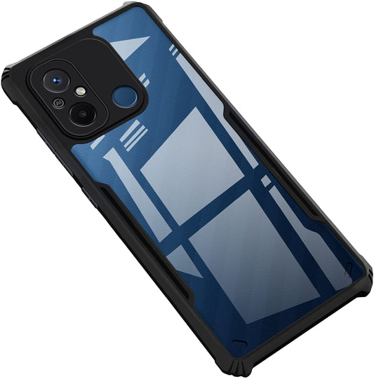 VAKIBO Best Selling Black and Transparent Back Cover Case Made With Soft TPU and Acrylic With 4 Corner and Camera Protection Suitable for Mi Redmi 12C