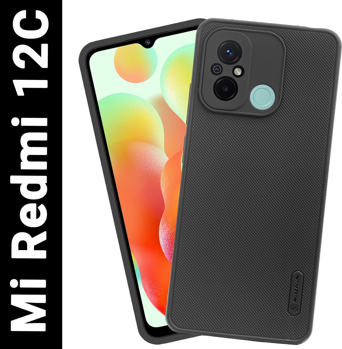 VAKIBO Niukin Dotted Design Black Coloured Soft TPU Rubber Back Cover Case With Camera Protection Ring Suitable for Mi Redmi 12C
