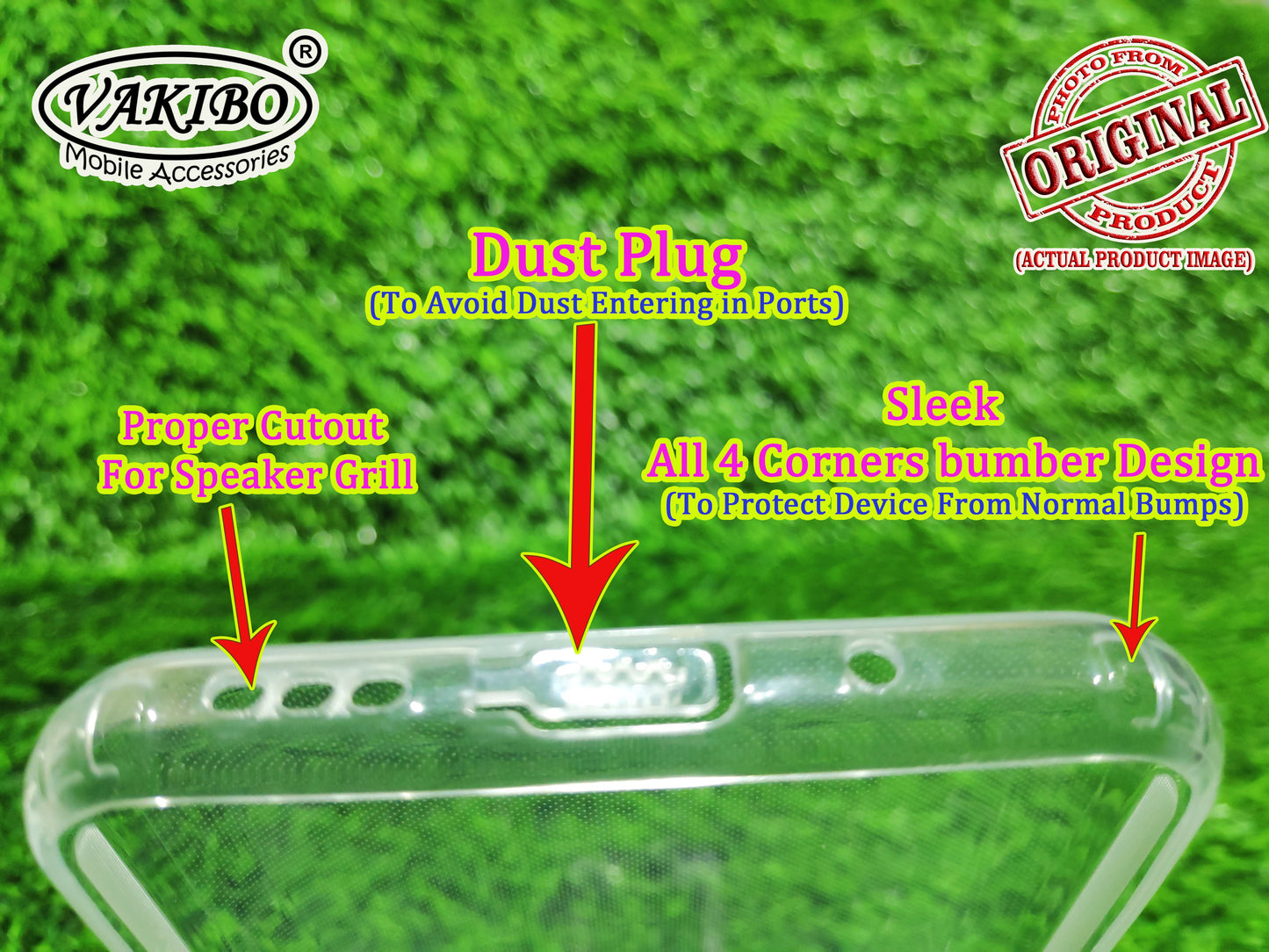 VAKIBO Super Premium Soft TPU Transparent Case With Dustplug,Side Grip,Corner Protection,lanyard Cuts,Camera Protection Suitable for Mi Poco C31