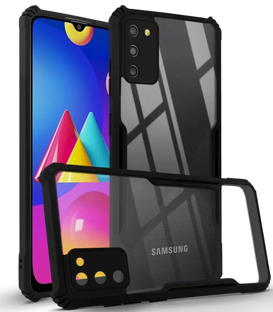 VAKIBO Super Premium Black Border Transparent Case With Corner Protection & Camera Protection Suitable for Samsung Galaxy A02s