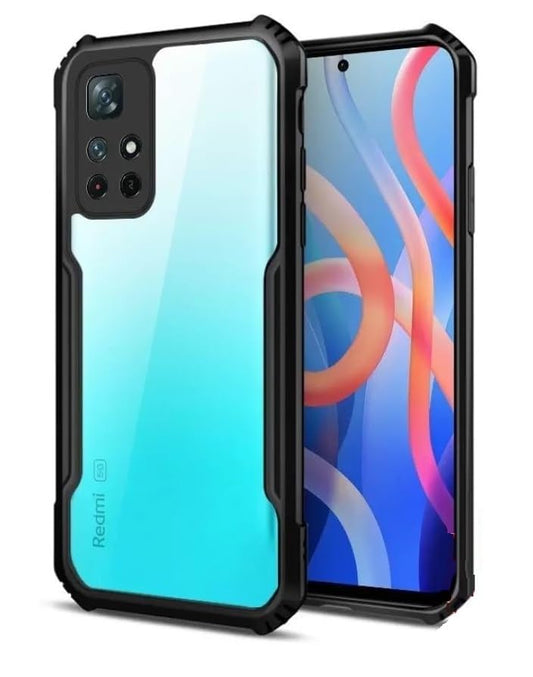VAKIBO Best Selling Black and Transparent Coloured Made With Soft TPU and Acrylic Back Cover Case With 4 Corner and Camera Protection Suitable for Mi Redmi Note 11T