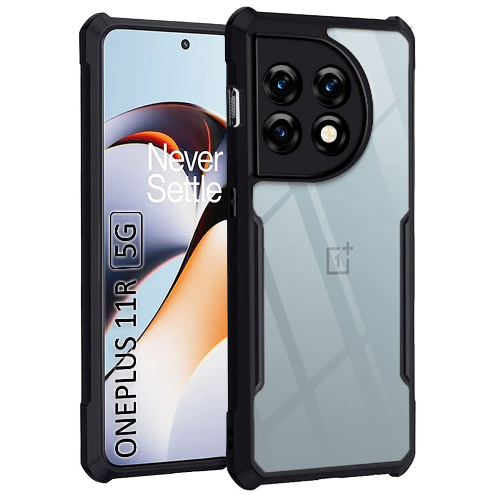 VAKIBO Super Premium Black Border Transparent Case With Corner Protection & Camera Protection Suitable for Oneplus 11R