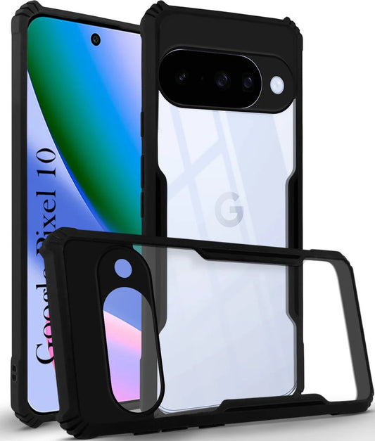 VAKIBO Best Selling Black and Transparent Coloured Made With Soft TPU and Acrylic Back Cover Case With 4 Corner and Camera Protection Suitable for Google Pixel 10