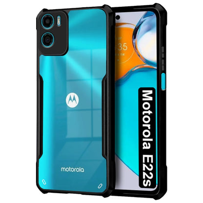 VAKIBO Super Premium Black Border Transparent Case With Corner Protection & Camera Protection Suitable for Moto E22S