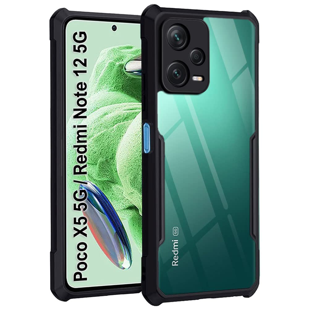 VAKIBO Super Premium Black Border Transparent Case With Corner Protection & Camera Protection Suitable for Mi Poco X5 5G