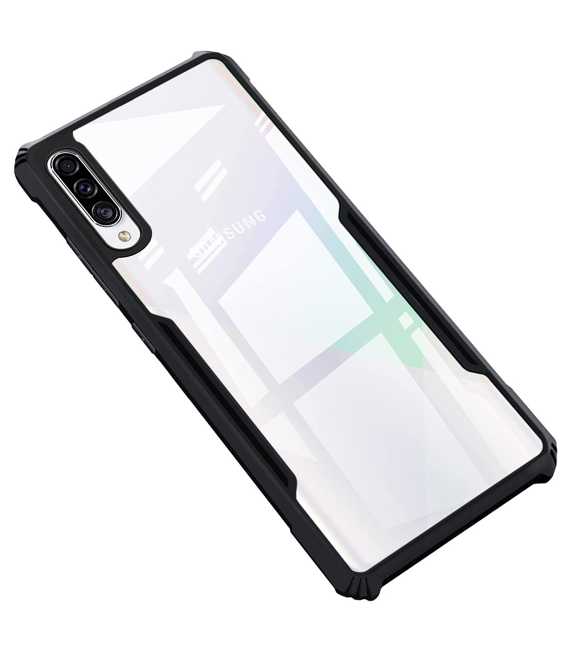 VAKIBO Super Premium Black Border Transparent Case With Corner Protection & Camera Protection Suitable for Samsung A50s