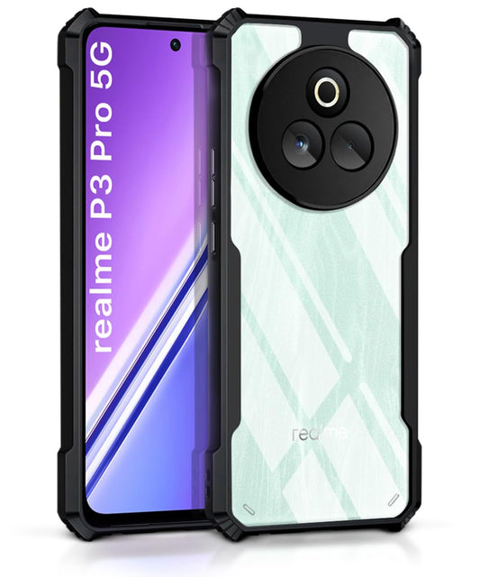 VAKIBO Super Premium Black Border Transparent Case With Corner Protection & Camera Protection Suitable for Realme P3 Pro