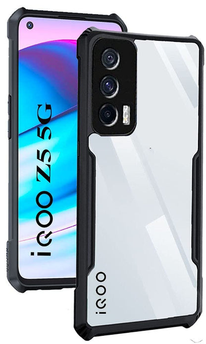 VAKIBO Super Premium Black Border Transparent Case With Corner Protection & Camera Protection Suitable for iQOO Z5