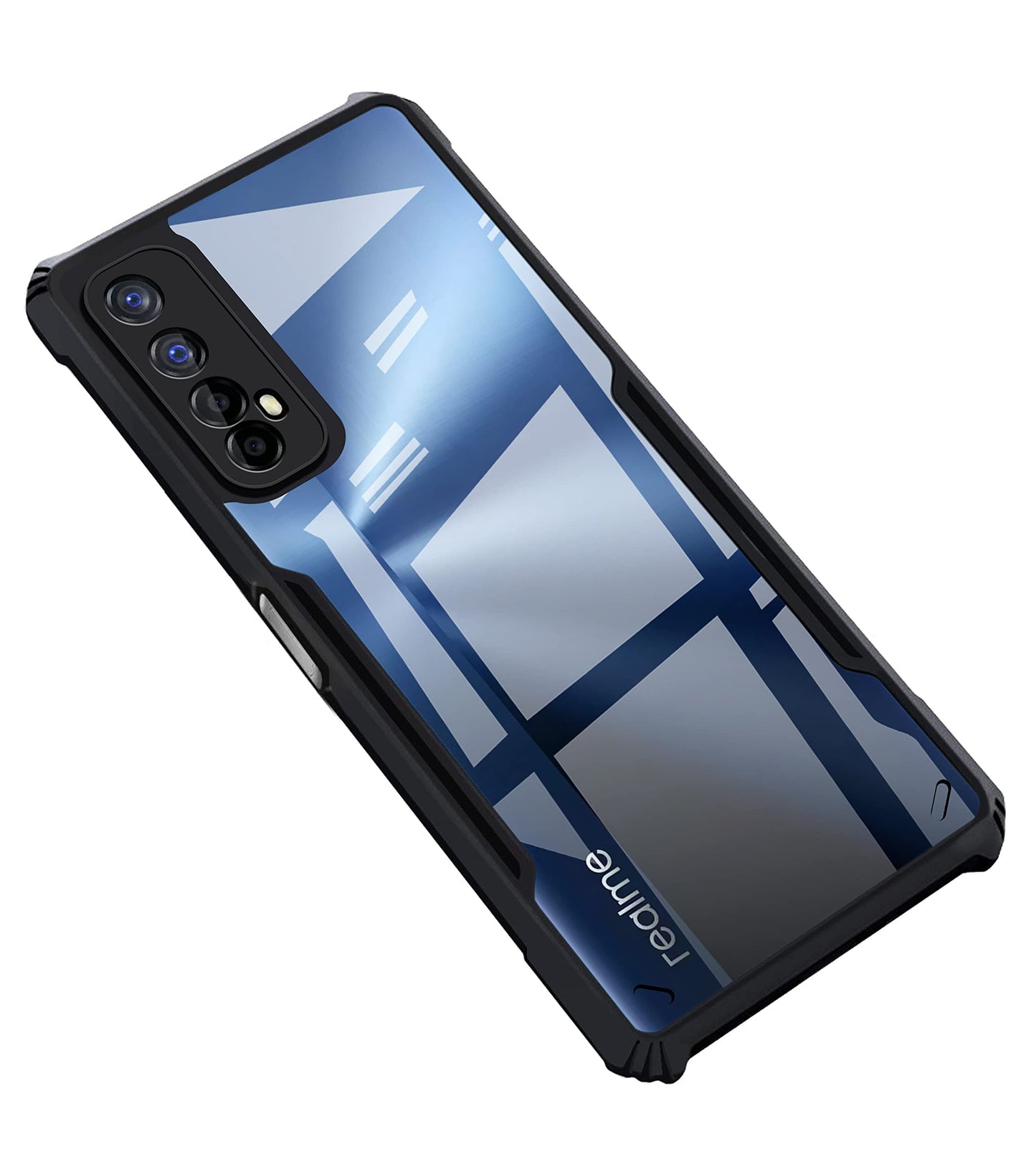 VAKIBO Best Selling Black and Transparent Back Cover Case Made With Soft TPU and Acrylic With 4 Corner and Camera Protection Suitable for Realme 7