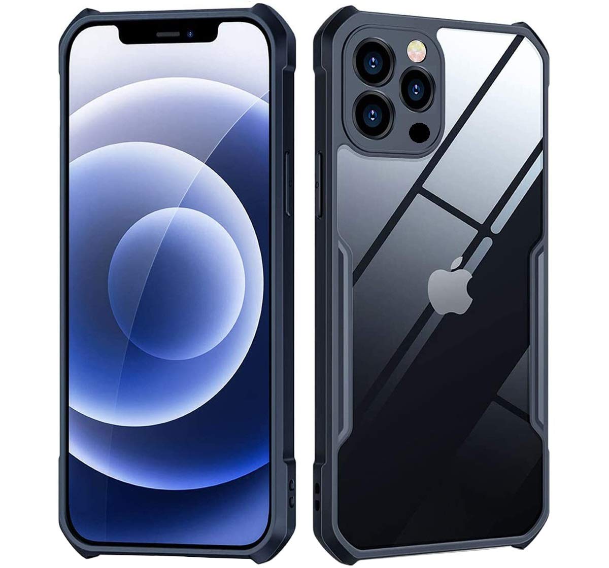 VAKIBO Best Selling Black and Transparent Coloured Made With Soft TPU and Acrylic Back Cover Case With 4 Corner and Camera Protection Suitable for iPhone 12 Pro Max