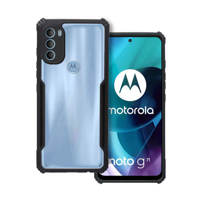VAKIBO Super Premium Black Border Transparent Case With Corner Protection & Camera Protection Suitable for Moto G71