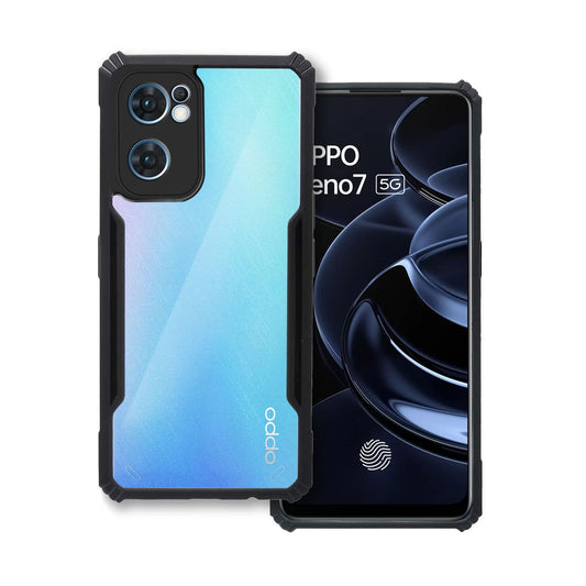 VAKIBO Super Premium Black Border Transparent Case With Corner Protection & Camera Protection Suitable for Oppo Reno 7 5G