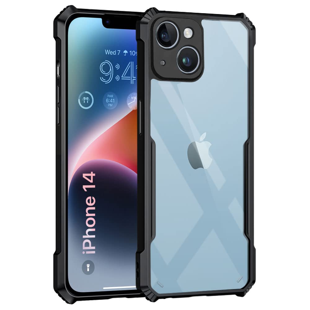 VAKIBO Super Premium Black Border Transparent Case With Corner Protection & Camera Protection Suitable for iPhone 14
