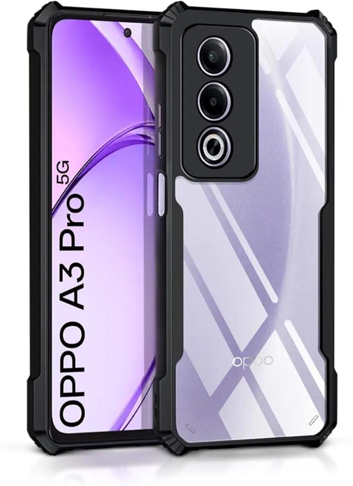 VAKIBO Super Premium Black Border Transparent Case With Corner Protection & Camera Protection Suitable for Oppo A3 Pro