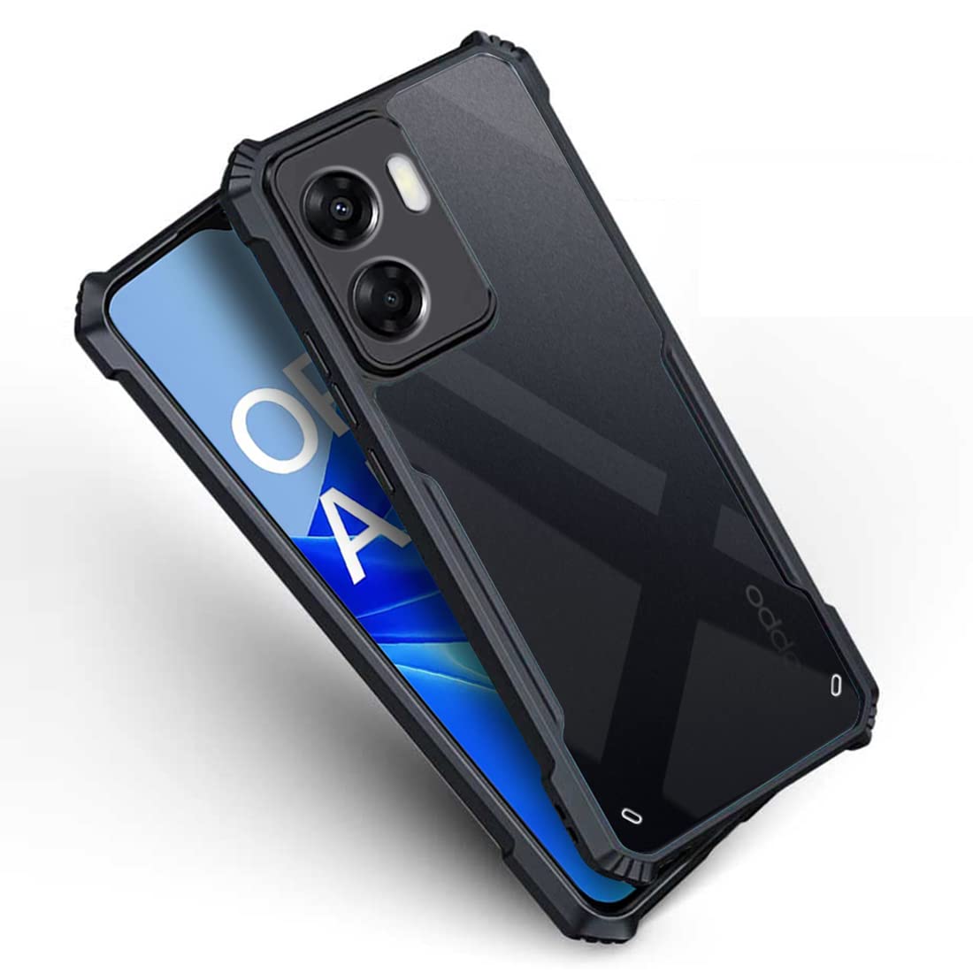 VAKIBO Super Premium Black Border Transparent Case With Corner Protection & Camera Protection Suitable for Oppo A57 5G