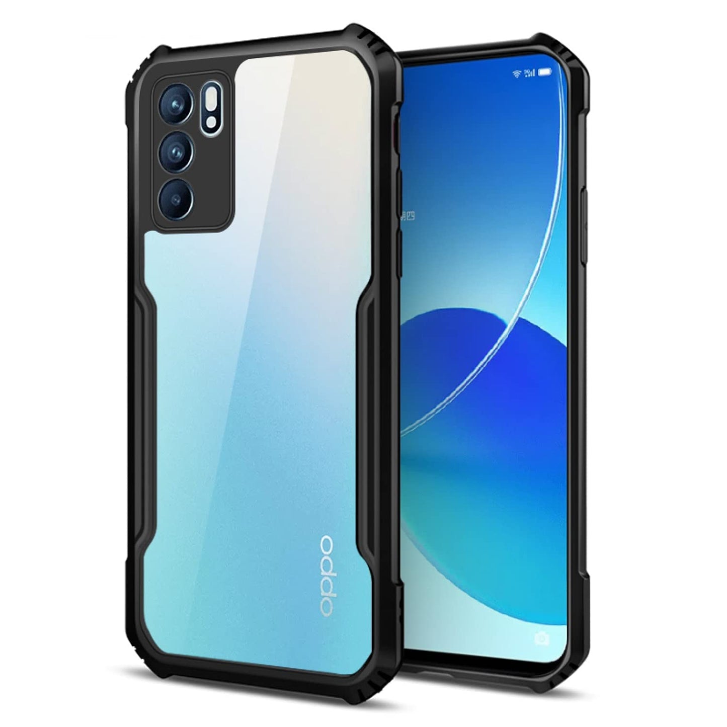 VAKIBO Super Premium Black Border Transparent Case With Corner Protection & Camera Protection Suitable for Oppo Reno 6