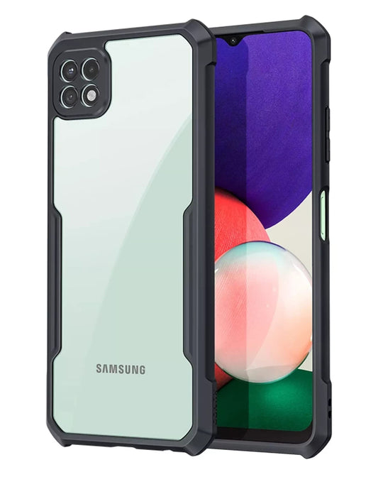 VAKIBO Super Premium Black Border Transparent Case With Corner Protection & Camera Protection Suitable for Samsung A22 5G
