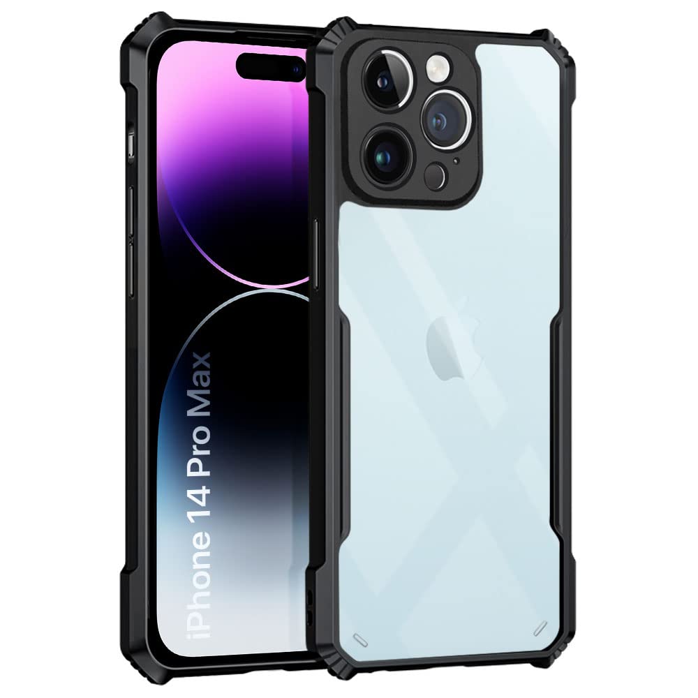 VAKIBO Super Premium Black Border Transparent Case With Corner Protection & Camera Protection Suitable for iPhone 14 Pro Max