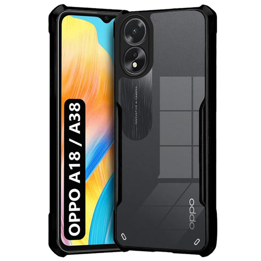 VAKIBO Super Premium Black Border Transparent Case With Corner Protection & Camera Protection Suitable for Oppo A18 4G