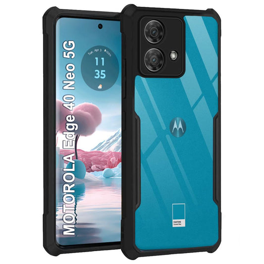 VAKIBO Super Premium Black Border Transparent Case With Corner Protection & Camera Protection Suitable for Moto Edge 40 Neo