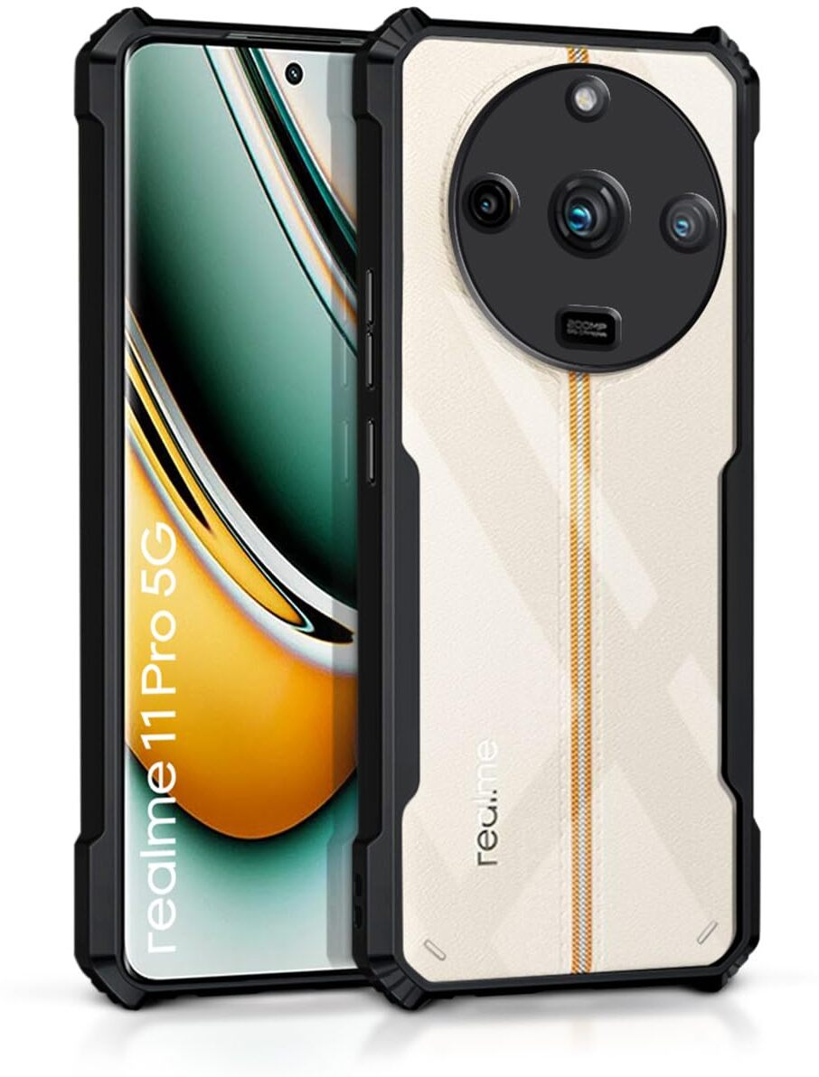 VAKIBO Super Premium Black Border Transparent Case With Corner Protection & Camera Protection Suitable for Realme 11 Pro