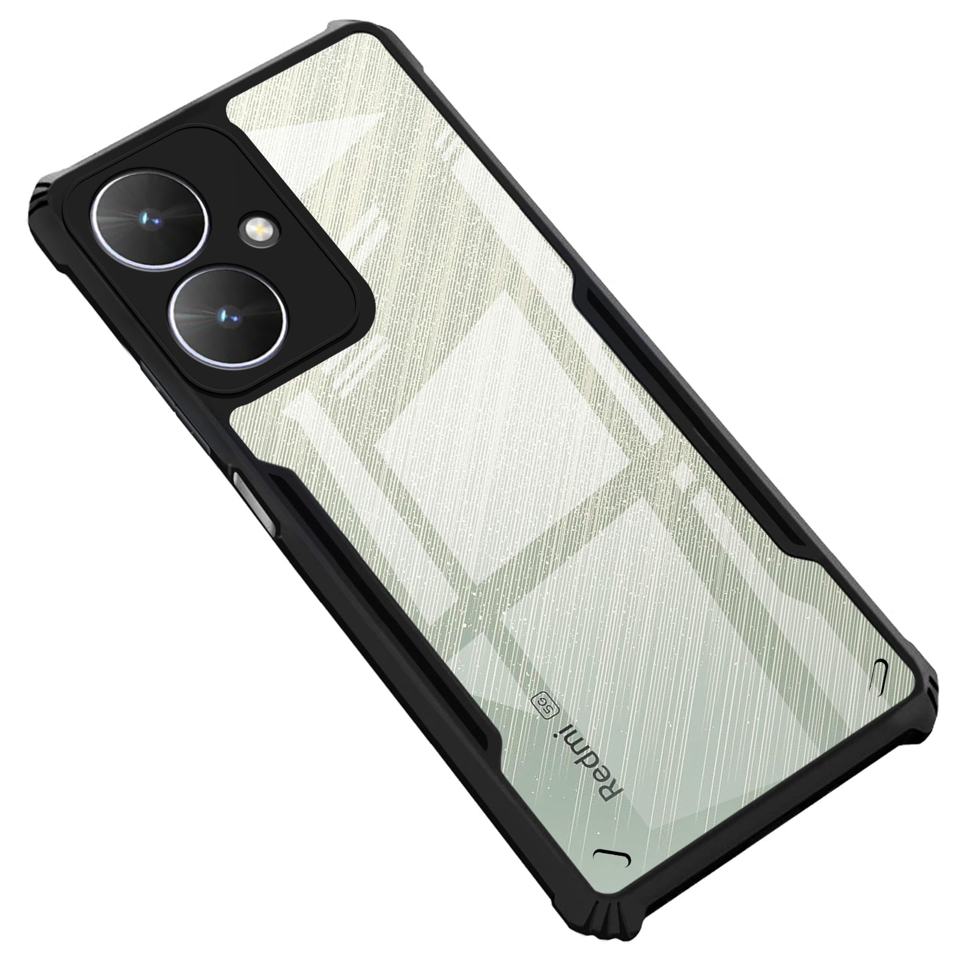 VAKIBO Super Premium Black Border Transparent Case With Corner Protection & Camera Protection Suitable for Mi Redmi 13C 5G