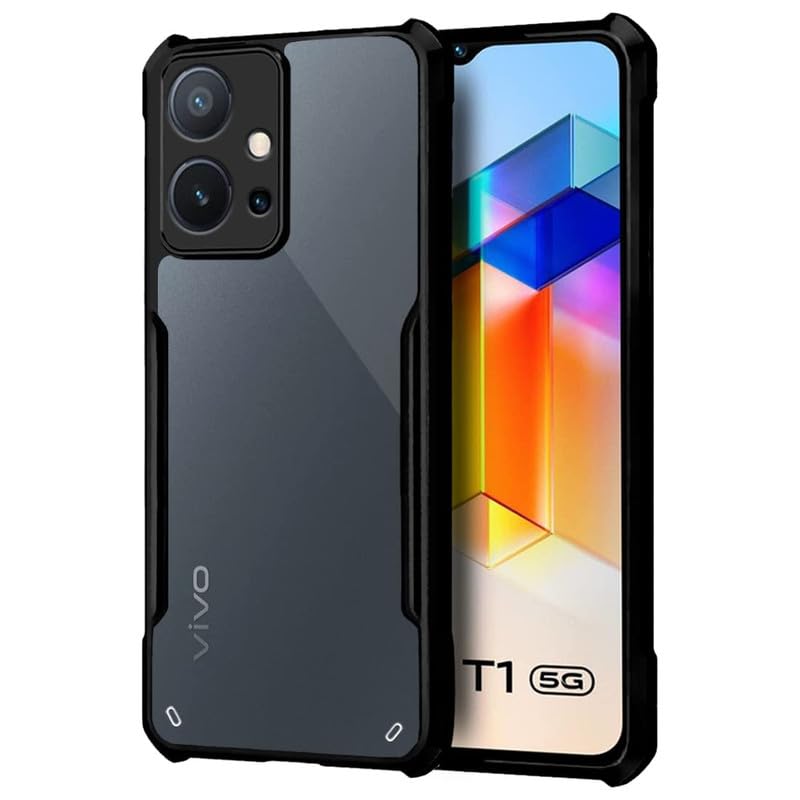 VAKIBO Super Premium Black Border Transparent Case With Corner Protection & Camera Protection Suitable for Vivo Y55 5G