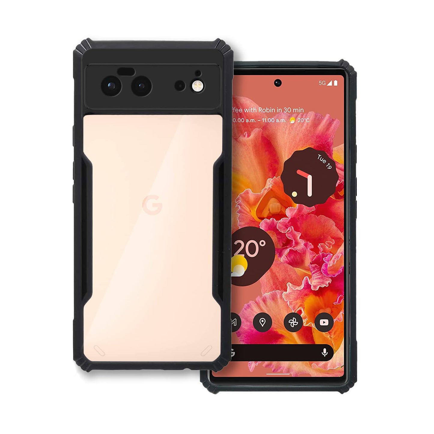 VAKIBO Super Premium Black Border Transparent Case With Corner Protection & Camera Protection Suitable for Google Pixel 6