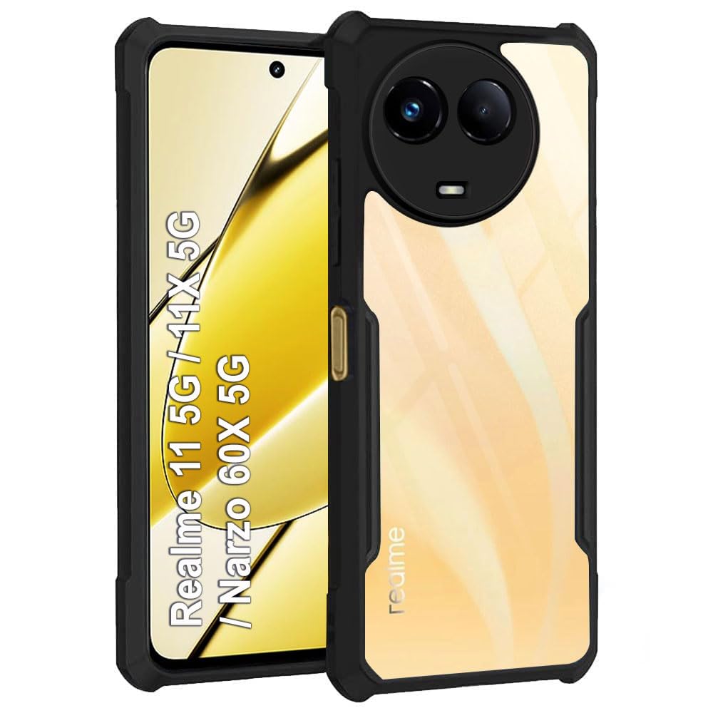 VAKIBO Super Premium Black Border Transparent Case With Corner Protection & Camera Protection Suitable for Realme C67 5G