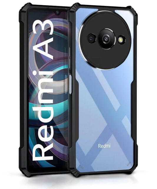 VAKIBO Super Premium Black Border Transparent Case With Corner Protection & Camera Protection Suitable for Mi Redmi A3 2024