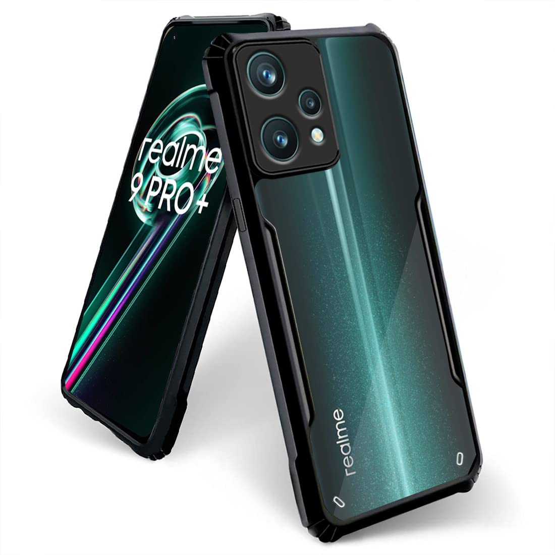 VAKIBO Super Premium Black Border Transparent Case With Corner Protection & Camera Protection Suitable for Realme 9 ProPlus
