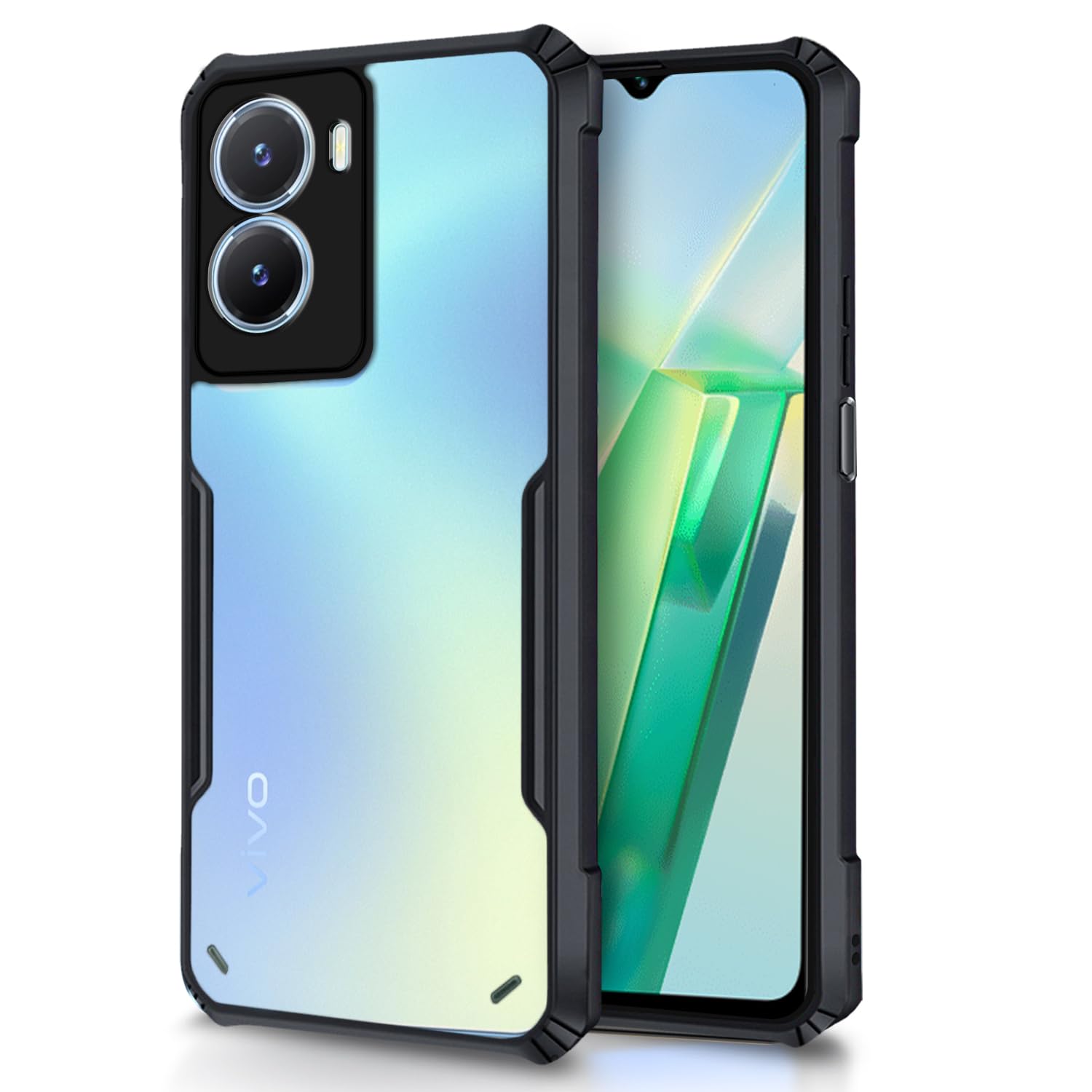 VAKIBO Super Premium Black Border Transparent Case With Corner Protection & Camera Protection Suitable for Vivo Y16