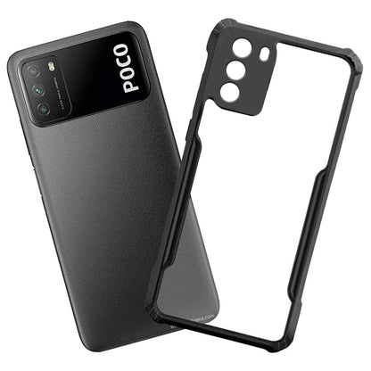 VAKIBO Super Premium Black Border Transparent Case With Corner Protection & Camera Protection Suitable for Mi Poco M3