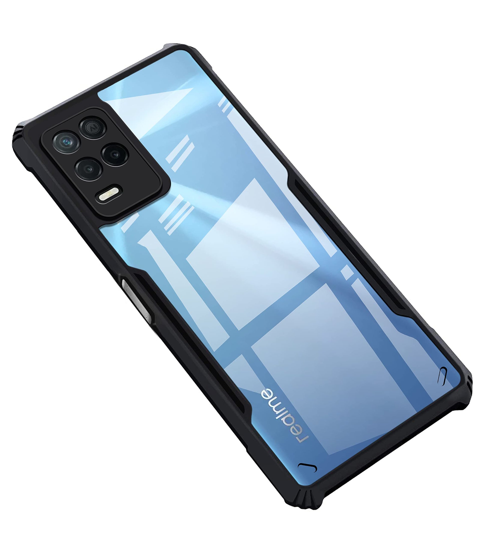 VAKIBO Super Premium Black Border Transparent Case With Corner Protection & Camera Protection Suitable for Realme 8S 5G