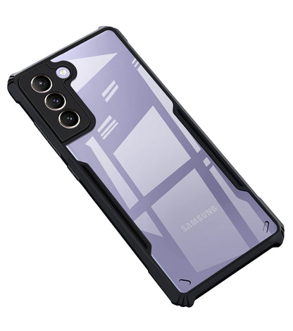 VAKIBO Super Premium Black Border Transparent Case With Corner Protection & Camera Protection Suitable for Samsung S21