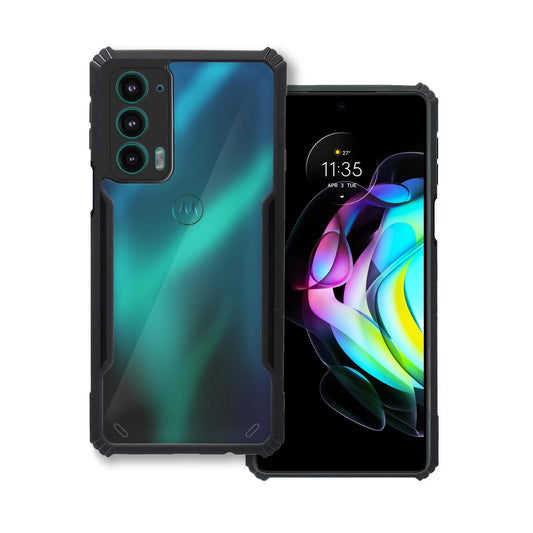 VAKIBO Best Selling Black and Transparent Back Cover Case Made With Soft TPU and Acrylic With 4 Corner and Camera Protection Suitable for Moto Edge 20