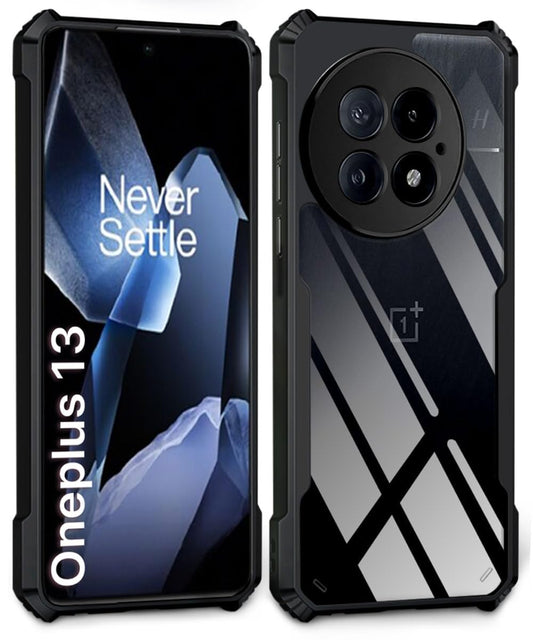 VAKIBO Best Selling Black and Transparent Coloured Made With Soft TPU and Acrylic Back Cover Case With 4 Corner and Camera Protection Suitable for OnePlus 13