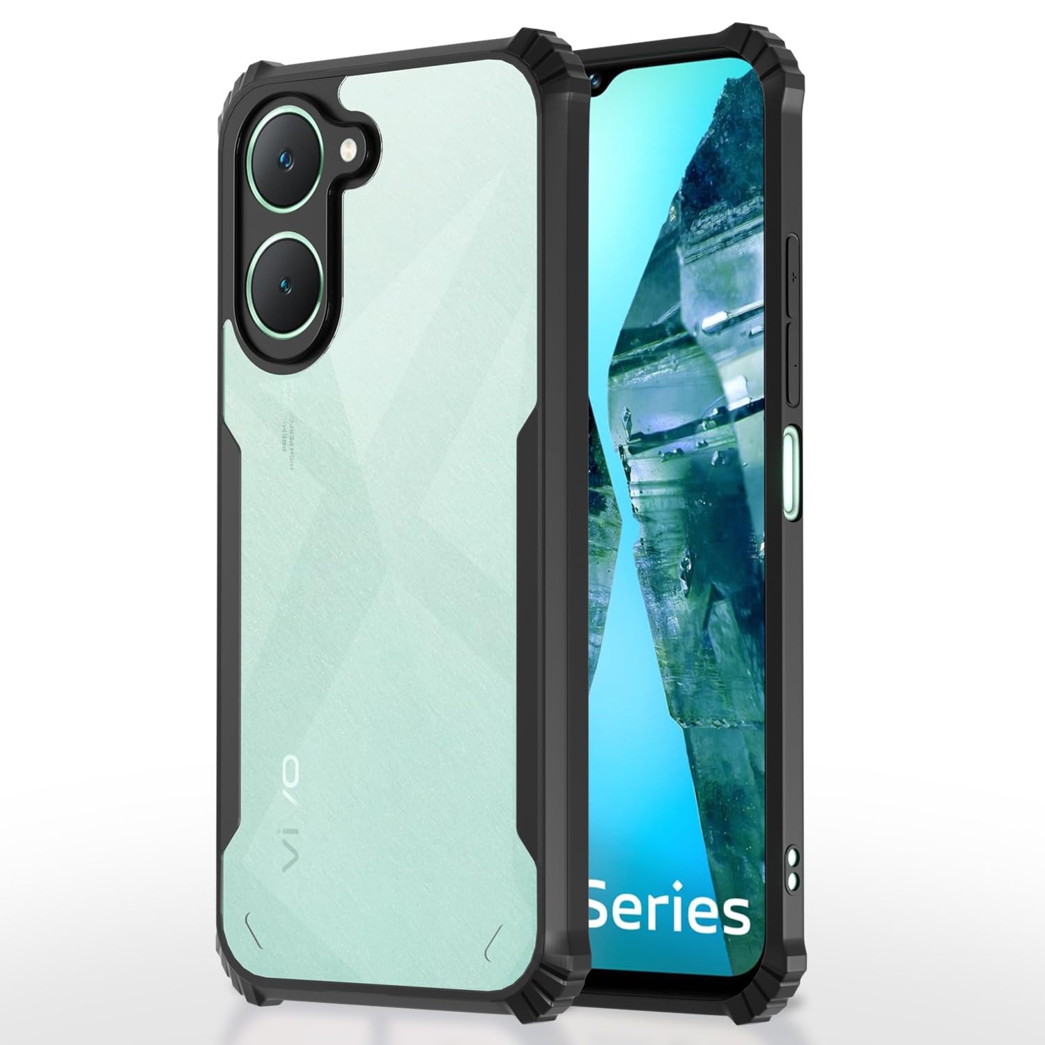 VAKIBO Super Premium Black Border Transparent Case With Corner Protection & Camera Protection Suitable for Vivo Y03