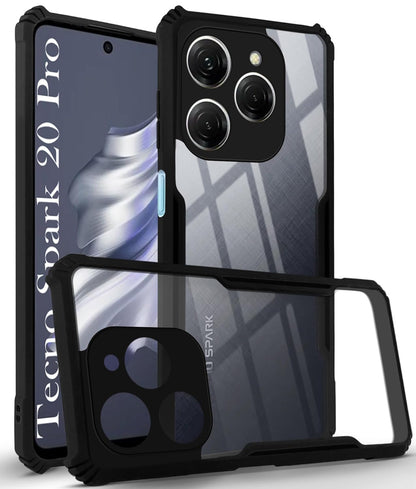 VAKIBO Super Premium Black Border Transparent Case With Corner Protection & Camera Protection Suitable for Tecno Spark 20 Pro