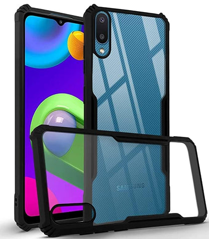 VAKIBO Super Premium Black Border Transparent Case With Corner Protection & Camera Protection Suitable for Samsung Galaxy A02