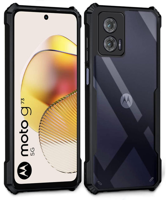 VAKIBO Super Premium Black Border Transparent Case With Corner Protection & Camera Protection Suitable for Moto G73