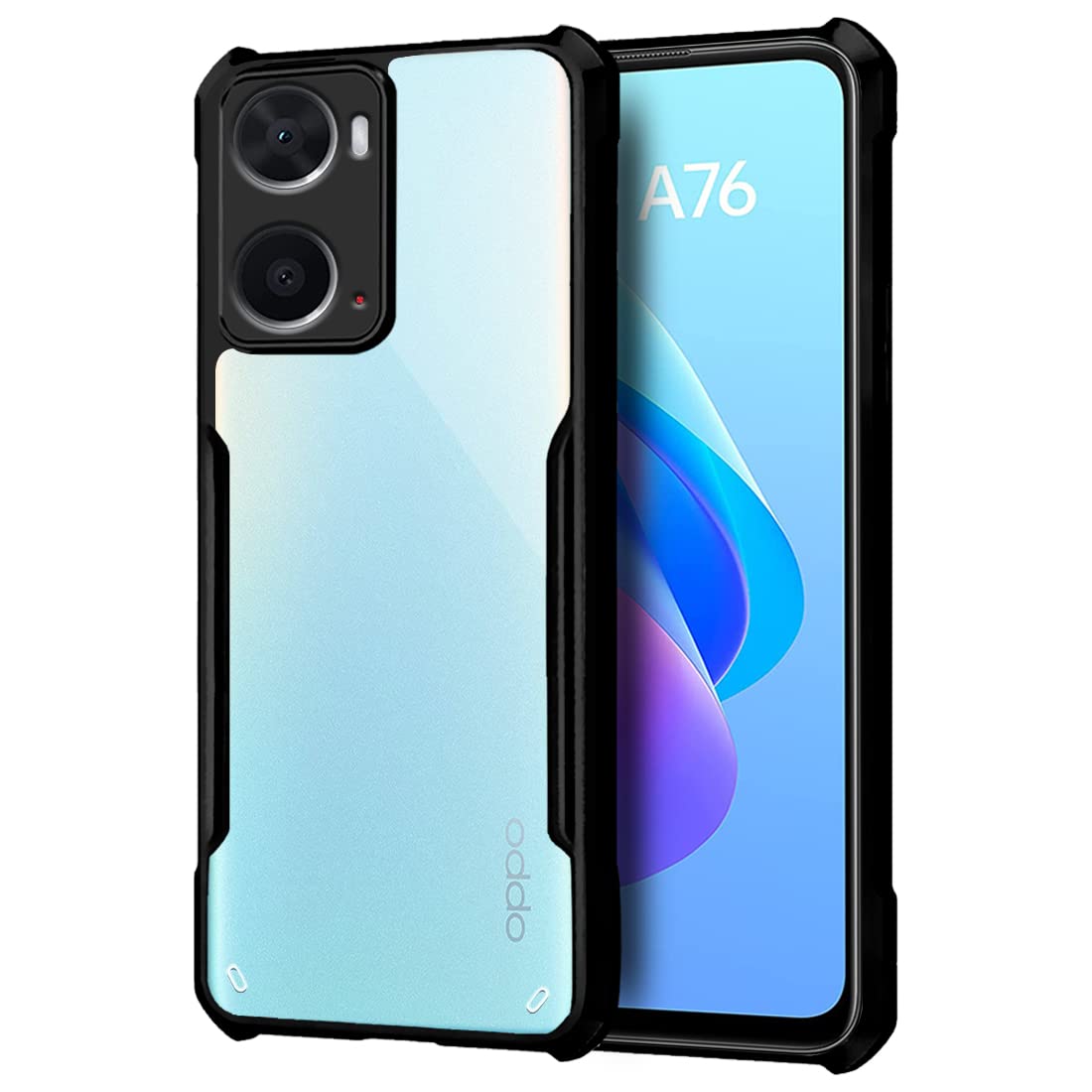 VAKIBO Super Premium Black Border Transparent Case With Corner Protection & Camera Protection Suitable for Oppo A76