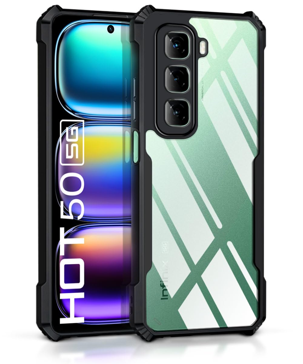 VAKIBO Super Premium Black Border Transparent Case With Corner Protection & Camera Protection Suitable for Infinix Hot 50