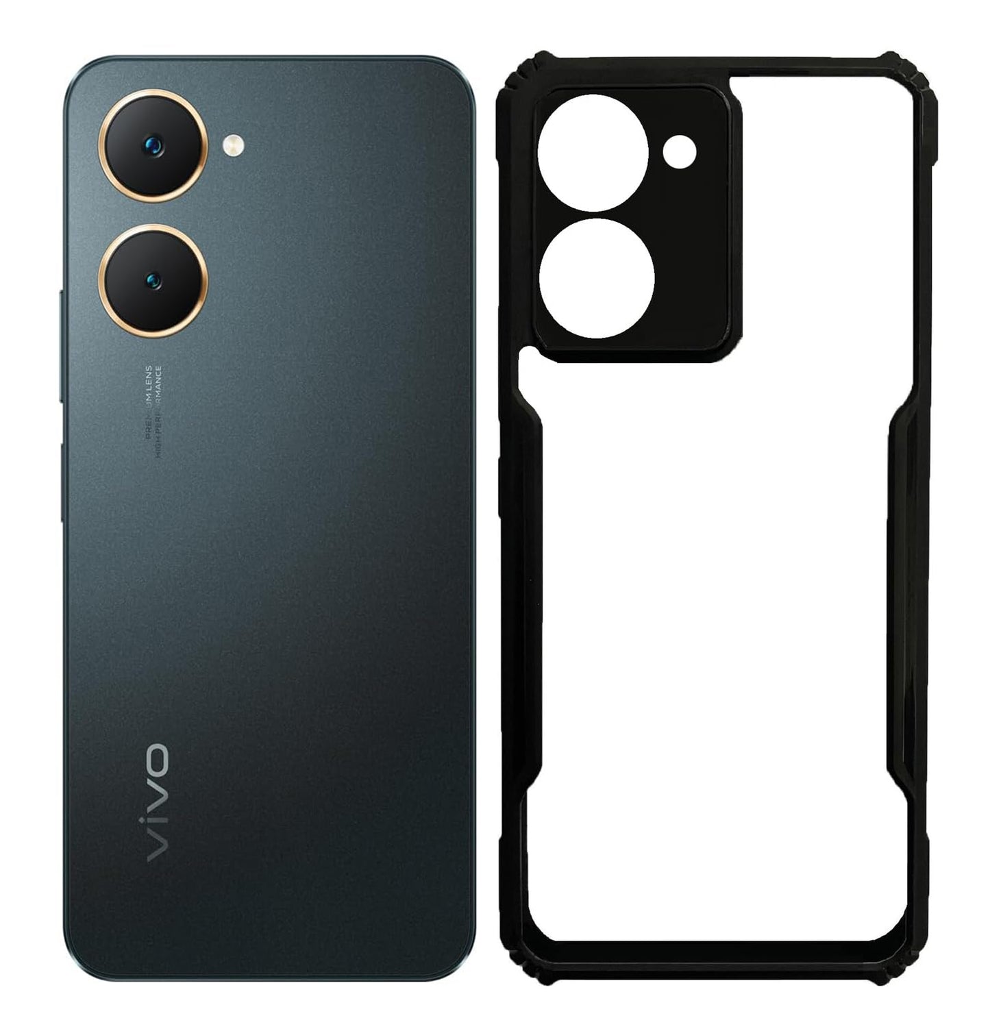 VAKIBO Best Selling Black and Transparent Back Cover Case Made With Soft TPU and Acrylic With 4 Corner and Camera Protection Suitable for Vivo Y18e