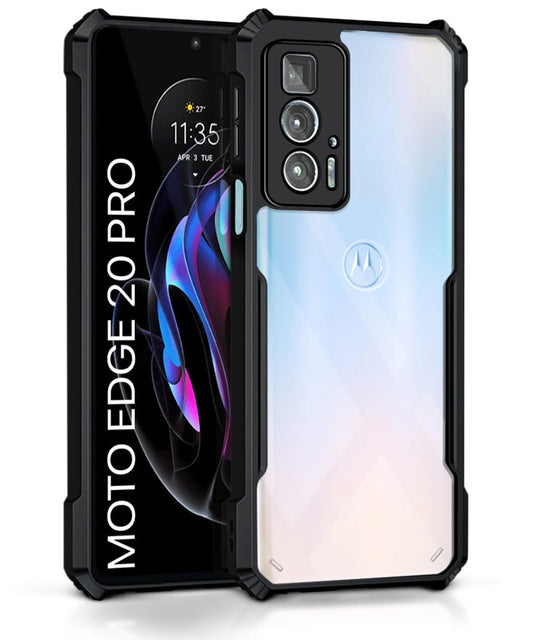 VAKIBO Super Premium Black Border Transparent Case With Corner Protection & Camera Protection Suitable for Moto Edge 20 Pro
