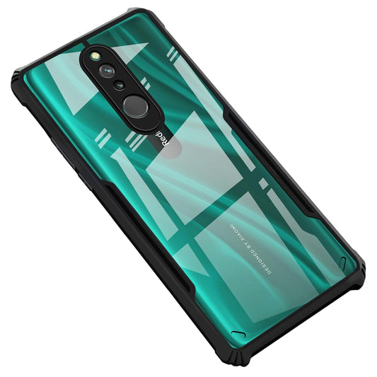 VAKIBO Best Selling Black and Transparent Coloured Made With Soft TPU and Acrylic Back Cover Case With 4 Corner and Camera Protection Suitable for Mi Redmi 8