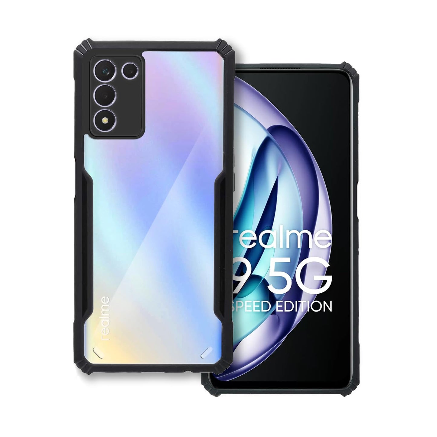 VAKIBO Super Premium Black Border Transparent Case With Corner Protection & Camera Protection Suitable for Realme 9SE 5G