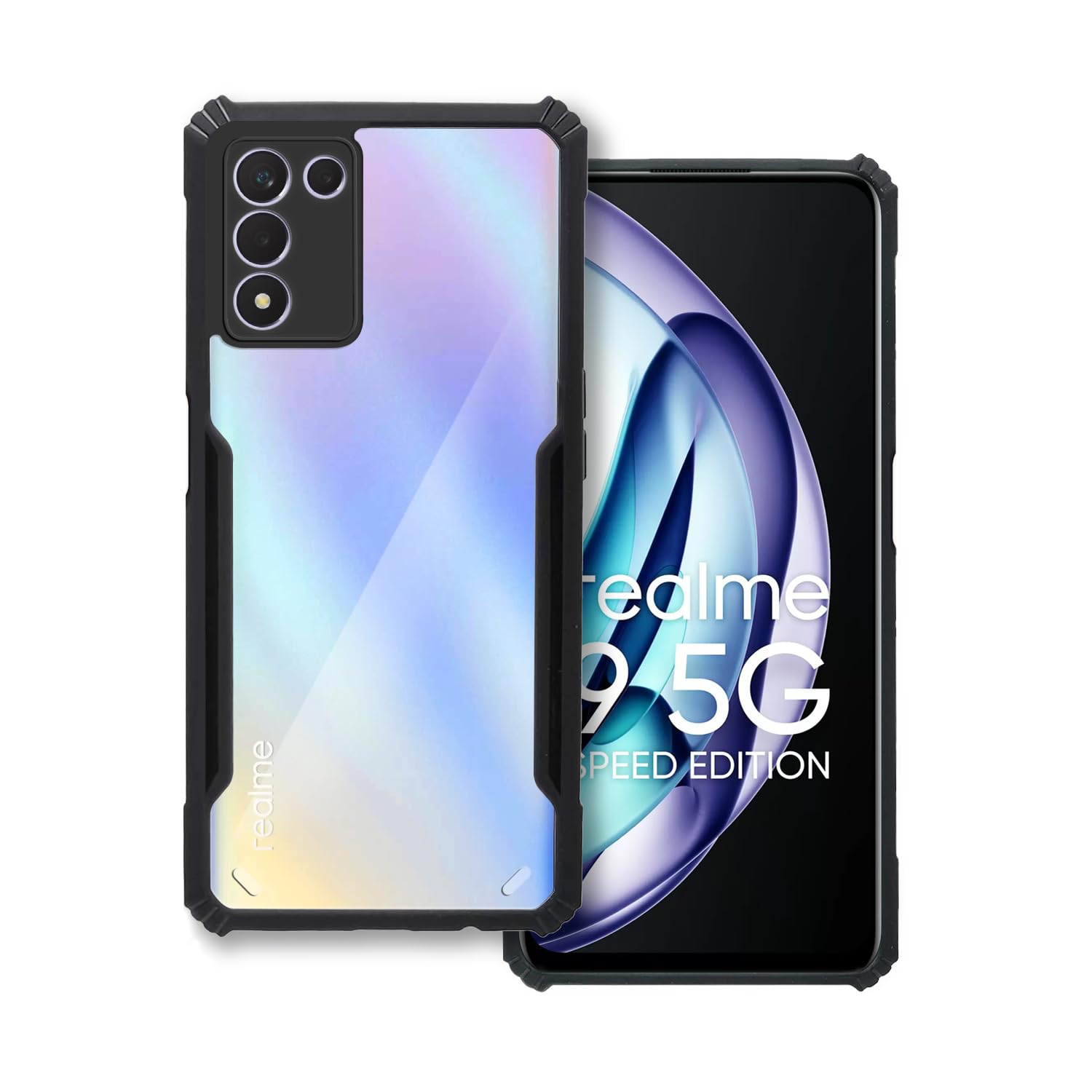 VAKIBO Super Premium Black Border Transparent Case With Corner Protection & Camera Protection Suitable for Realme 9SE 5G