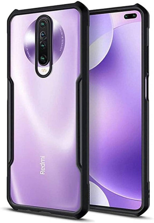 VAKIBO Best Selling Black and Transparent Coloured Made With Soft TPU and Acrylic Back Cover Case With 4 Corner and Camera Protection Suitable for Mi Poco X2