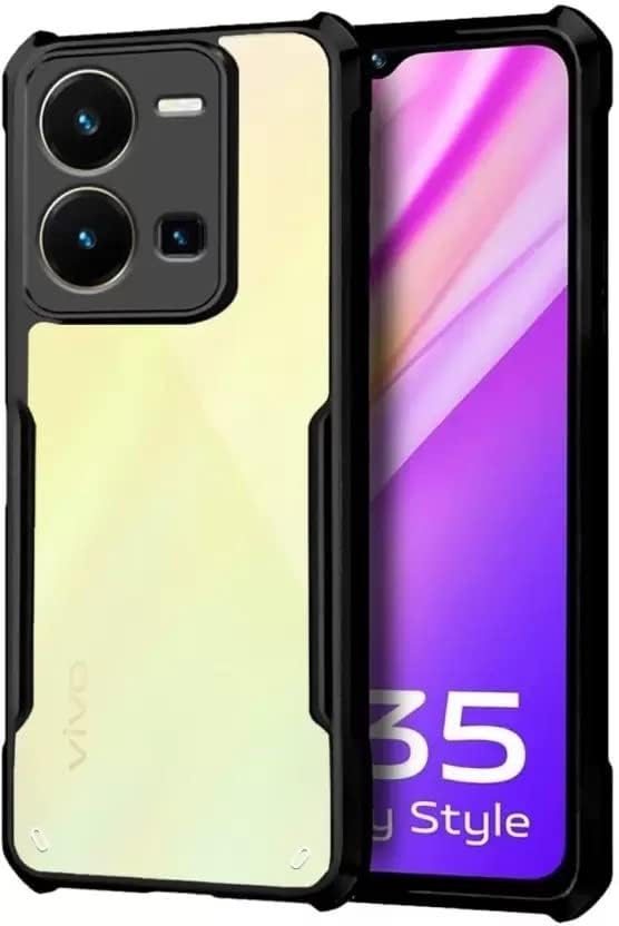 VAKIBO Super Premium Black Border Transparent Case With Corner Protection & Camera Protection Suitable for Vivo Y35